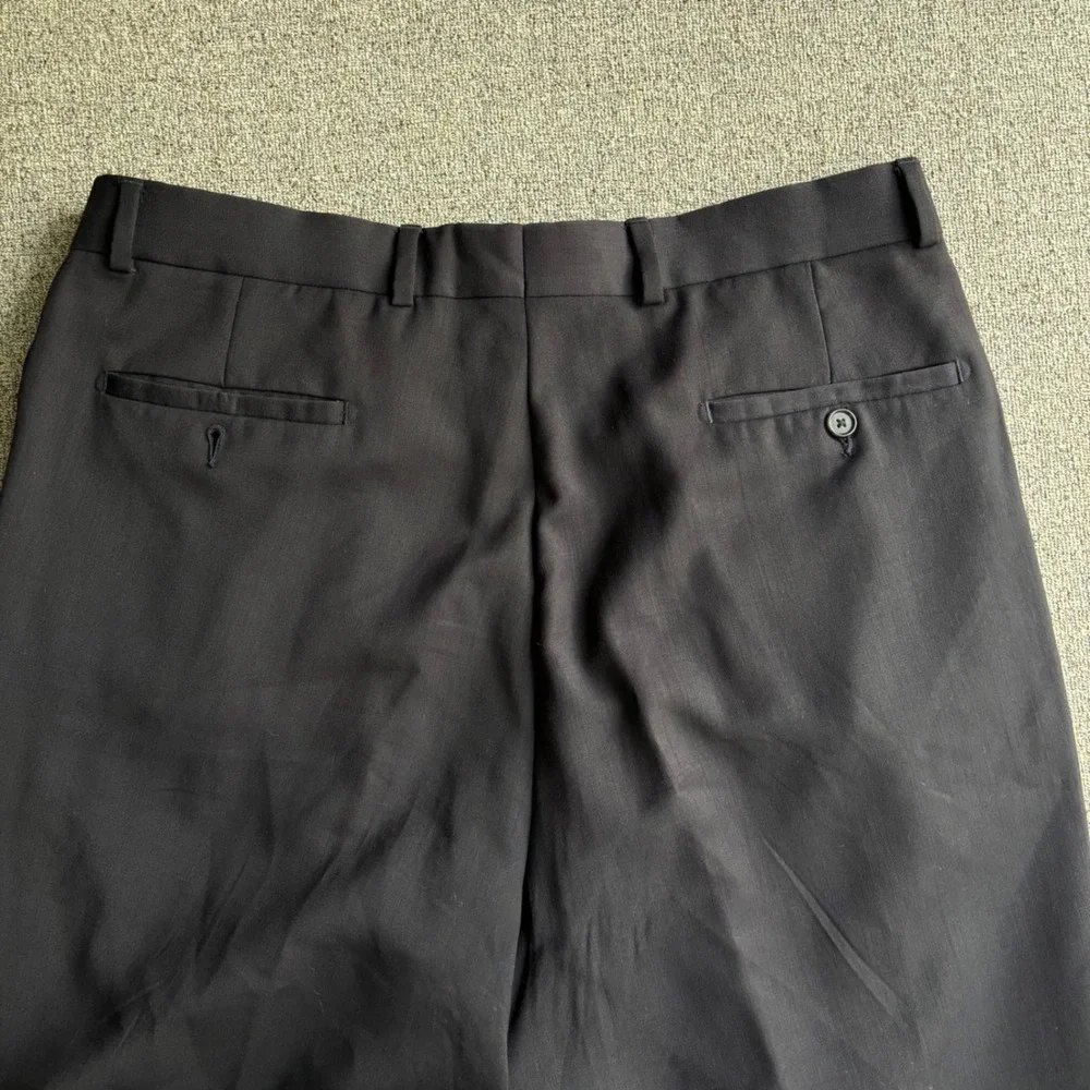 Giorgio Sanetti Dress Pants Mens 36x32 Pleated Dark Navy Super 100s Merino Wool